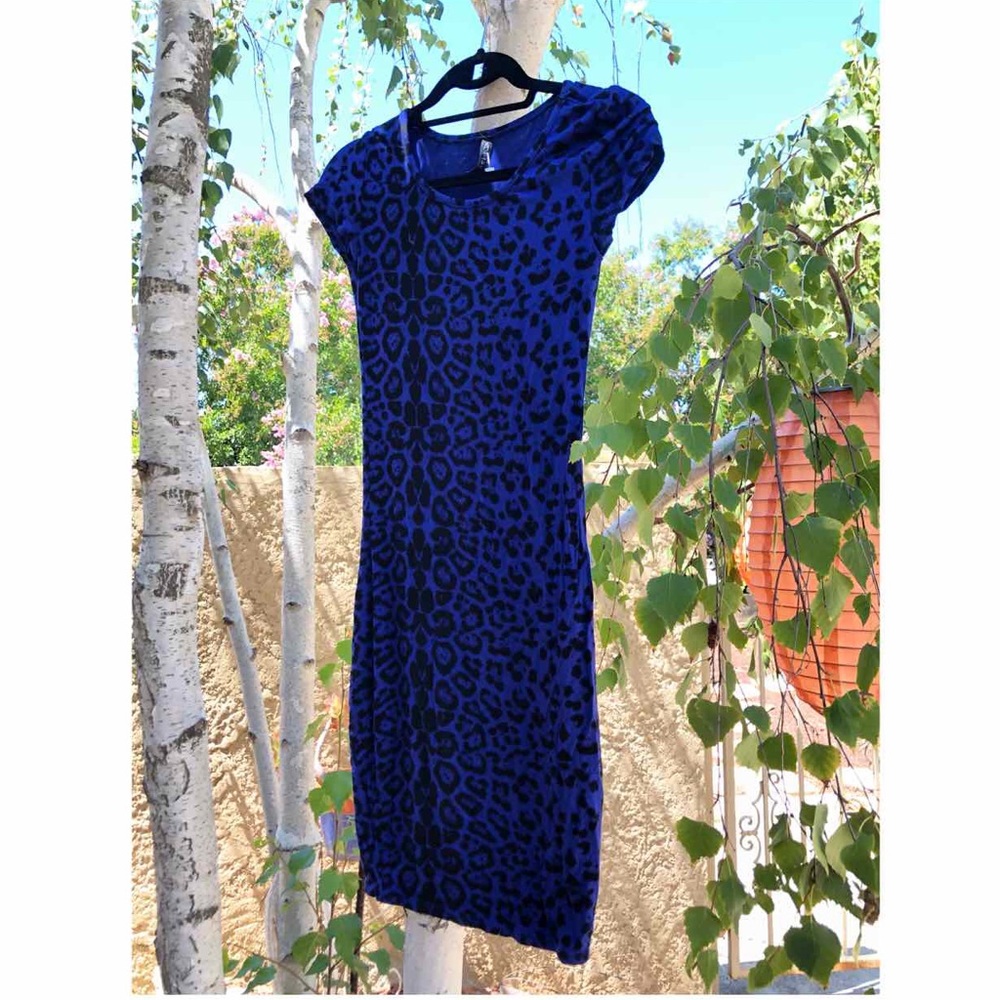 Blue cheetah print dress